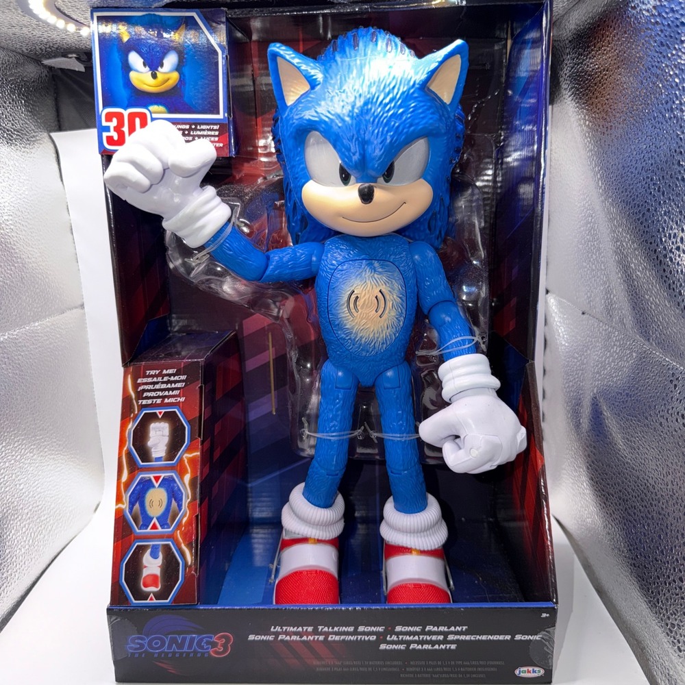 Jakks Pacific 13" Ultimate Talking Sonic 3 Movie‎ Figure Light Up Sound Toy Gift